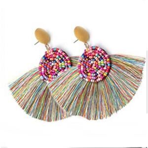 Seed Bead Tassel Earrings